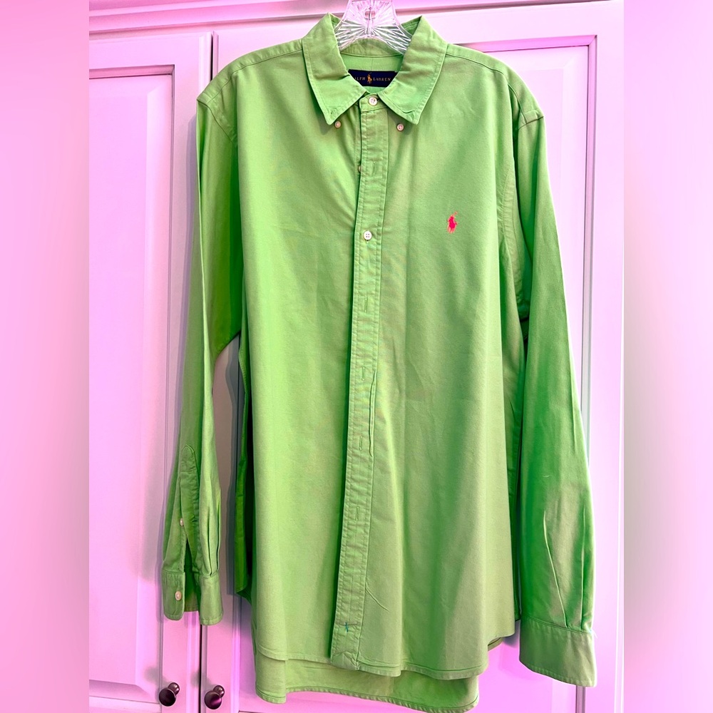 Ralph Lauren button down - lime green - large